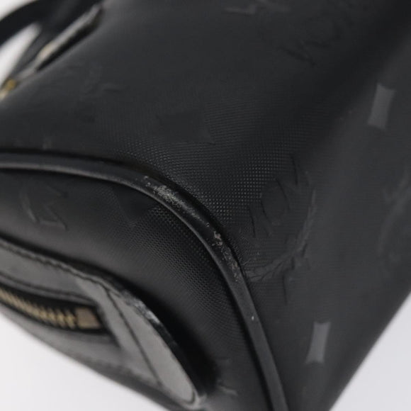 MCM Logogram Vicetos Hand Bag PVC Black Gold Auth 126744