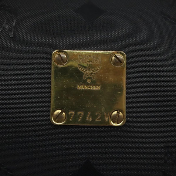 MCM Logogram Vicetos Hand Bag PVC Black Gold Auth 126744