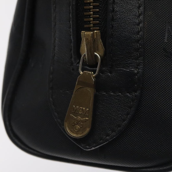 MCM Logogram Vicetos Hand Bag PVC Black Gold Auth 126744