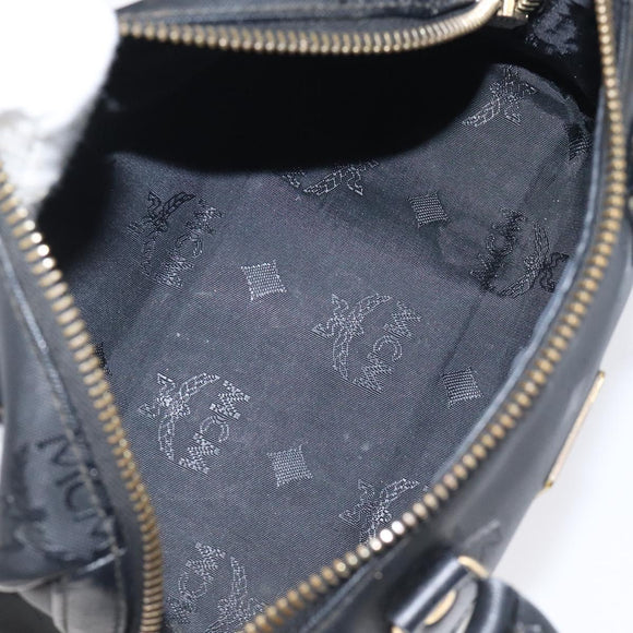 MCM Logogram Vicetos Hand Bag PVC Black Gold Auth 126744
