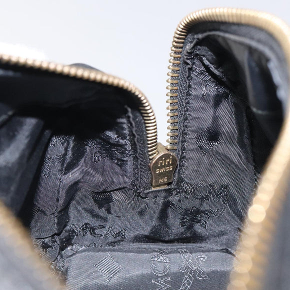 MCM Logogram Vicetos Hand Bag PVC Black Gold Auth 126744