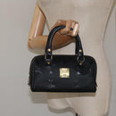 MCM Logogram Vicetos Hand Bag PVC Black Gold Auth 126744-19