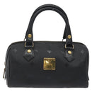 MCM Logogram Vicetos Hand Bag PVC Black Gold Auth 126744-13