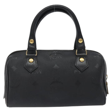 MCM Logogram Vicetos Hand Bag PVC Black Gold Auth 126744 - 0