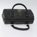 MCM Logogram Vicetos Hand Bag PVC Black Gold Auth 126744-6