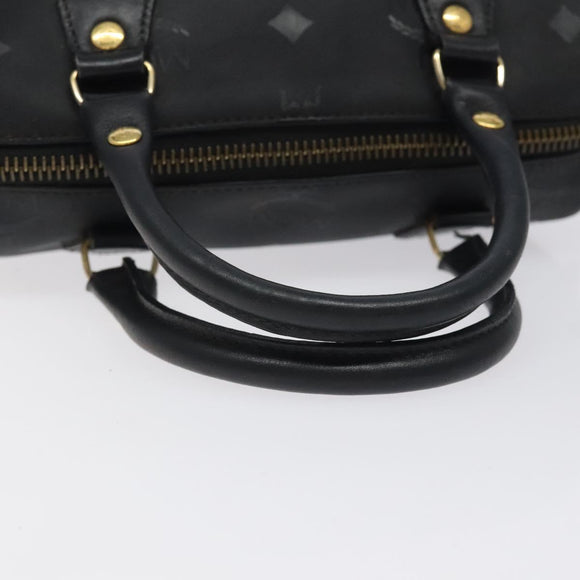 MCM Logogram Vicetos Hand Bag PVC Black Gold Auth 126744