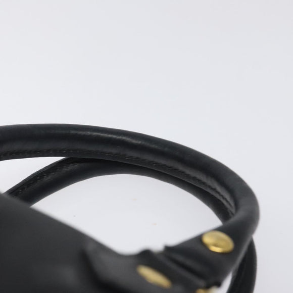 MCM Logogram Vicetos Hand Bag PVC Black Gold Auth 126744