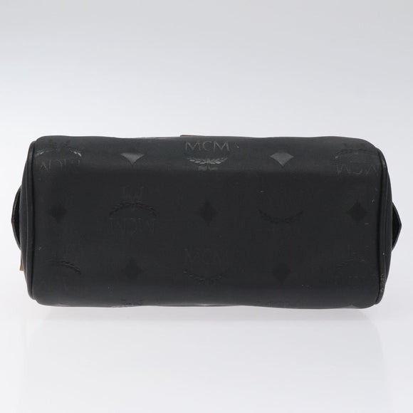 MCM Logogram Vicetos Hand Bag PVC Black Gold Auth 126744