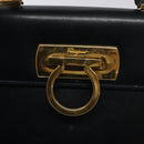 Salvatore Ferragamo Gancini Hand Bag Leather 2way Black Silver Auth 126752-18