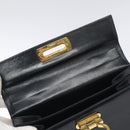 Salvatore Ferragamo Gancini Hand Bag Leather 2way Black Silver Auth 126752-10