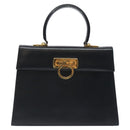 Salvatore Ferragamo Gancini Hand Bag Leather 2way Black Silver Auth 126752-13