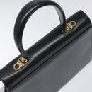 Salvatore Ferragamo Gancini Hand Bag Leather 2way Black Silver Auth 126752-6
