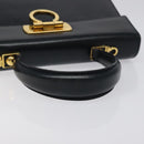 Salvatore Ferragamo Gancini Hand Bag Leather 2way Black Silver Auth 126752-7