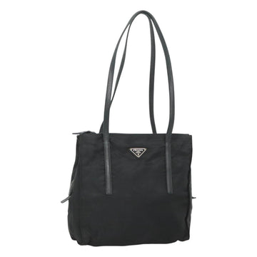 PRADA Hand Bag Nylon Black Silver Auth 126754