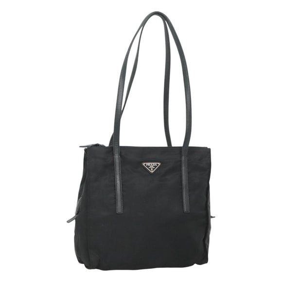 PRADA Hand Bag Nylon Black Silver Auth 126754