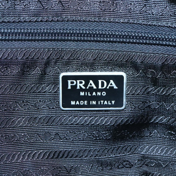 PRADA Hand Bag Nylon Black Silver Auth 126754