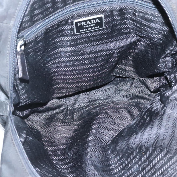 PRADA Hand Bag Nylon Black Silver Auth 126754