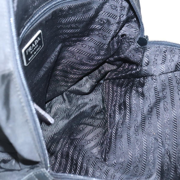 PRADA Hand Bag Nylon Black Silver Auth 126754