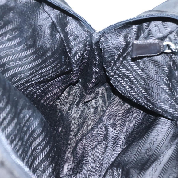 PRADA Hand Bag Nylon Black Silver Auth 126754