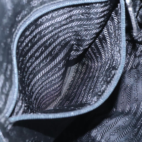 PRADA Hand Bag Nylon Black Silver Auth 126754