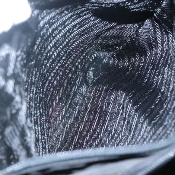 PRADA Hand Bag Nylon Black Silver Auth 126754