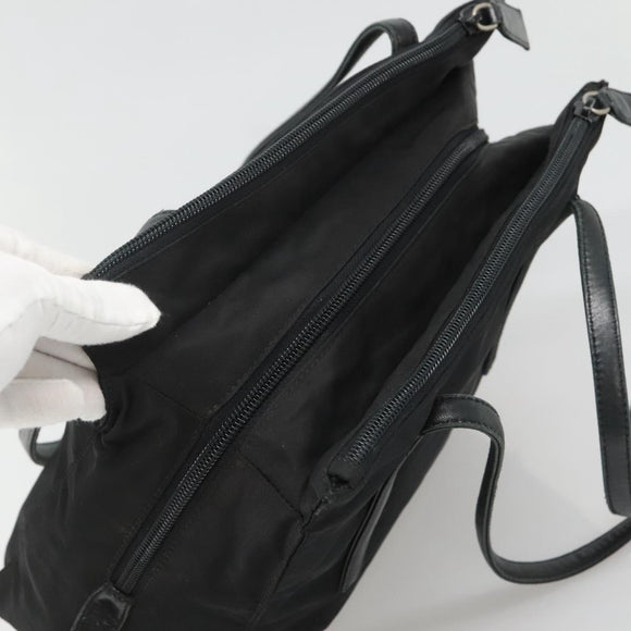 PRADA Hand Bag Nylon Black Silver Auth 126754