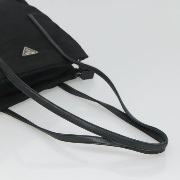 PRADA Hand Bag Nylon Black Silver Auth 126754