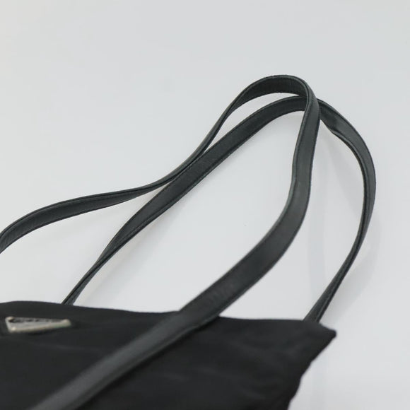 PRADA Hand Bag Nylon Black Silver Auth 126754
