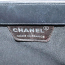 CHANEL Choco Bar Hand Bag Leather Black Silver CC Auth 126757-14