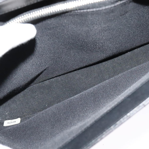 CHANEL Choco Bar Hand Bag Leather Black Silver CC Auth 126757