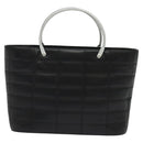 CHANEL Choco Bar Hand Bag Leather Black Silver CC Auth 126757-3