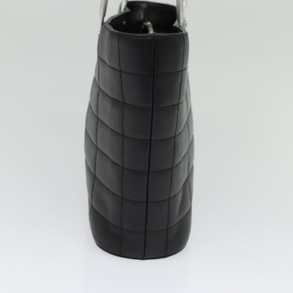 CHANEL Choco Bar Hand Bag Leather Black Silver CC Auth 126757