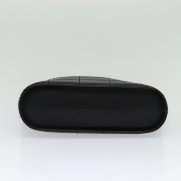 CHANEL Choco Bar Hand Bag Leather Black Silver CC Auth 126757