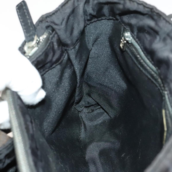 FENDI Zucca Canvas Hand Bag Nylon Black Silver Auth 126764