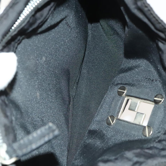 FENDI Zucca Canvas Hand Bag Nylon Black Silver Auth 126764