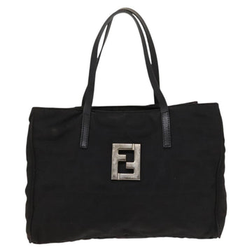FENDI Zucca Canvas Hand Bag Nylon Black Silver Auth 126764 - 0