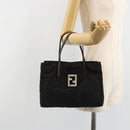 FENDI Zucca Canvas Hand Bag Nylon Black Silver Auth 126764-26