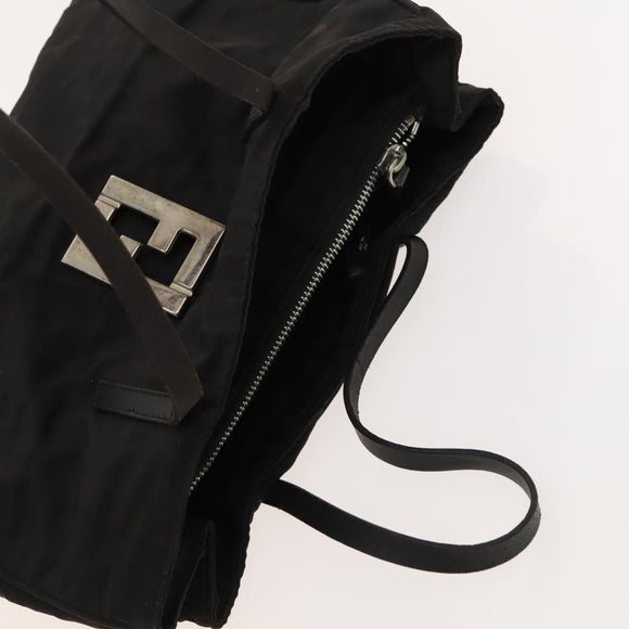 FENDI Zucca Canvas Hand Bag Nylon Black Silver Auth 126764
