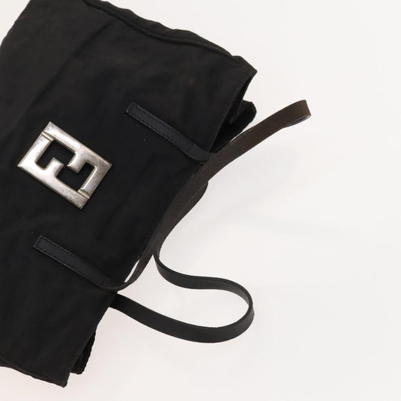 FENDI Zucca Canvas Hand Bag Nylon Black Silver Auth 126764