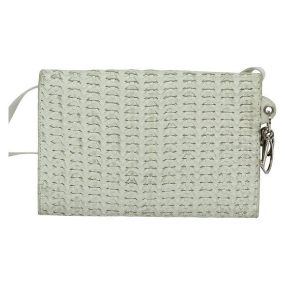 Christian Dior Wallet Shoulder Bag Leather White Auth 126770