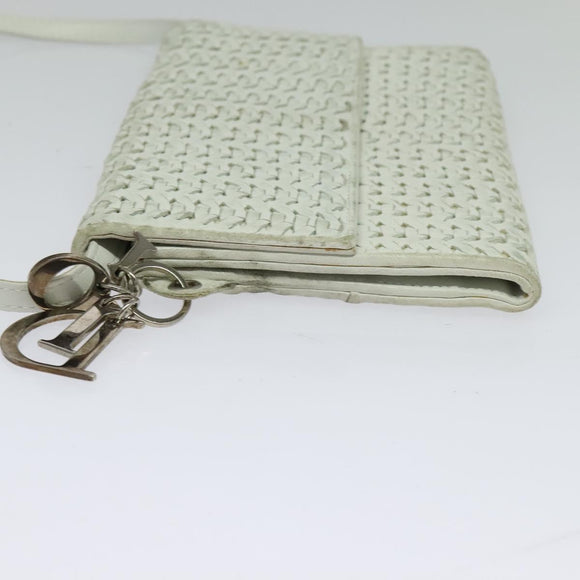 Christian Dior Wallet Shoulder Bag Leather White Auth 126770