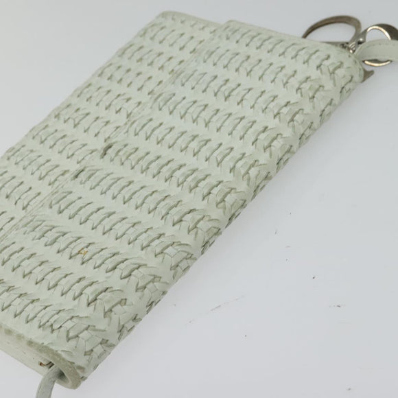 Christian Dior Wallet Shoulder Bag Leather White Auth 126770