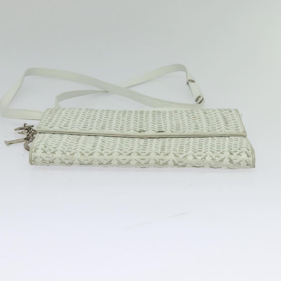 Christian Dior Wallet Shoulder Bag Leather White Auth 126770