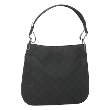 GUCCI GG Canvas Shoulder Bag Nylon Black Silver Auth 126780