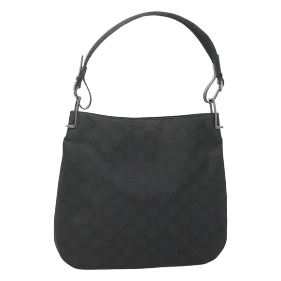 GUCCI GG Canvas Shoulder Bag Nylon Black Silver Auth 126780