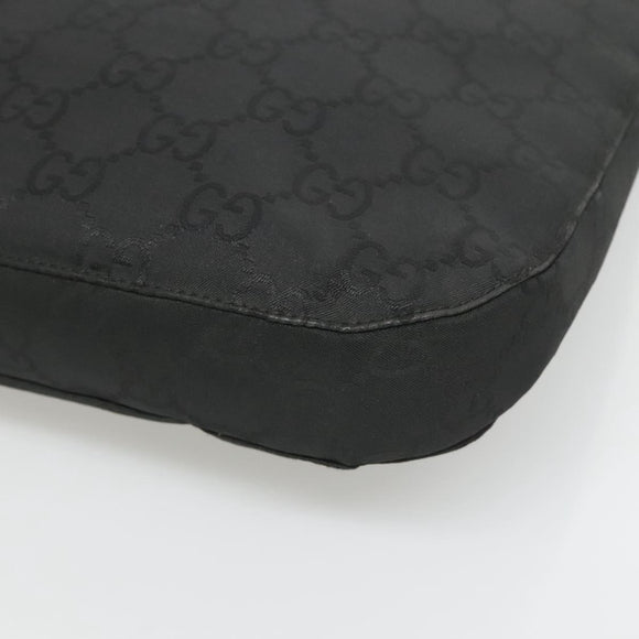 GUCCI GG Canvas Shoulder Bag Nylon Black Silver Auth 126780