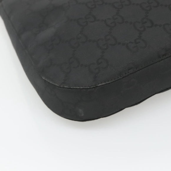GUCCI GG Canvas Shoulder Bag Nylon Black Silver Auth 126780