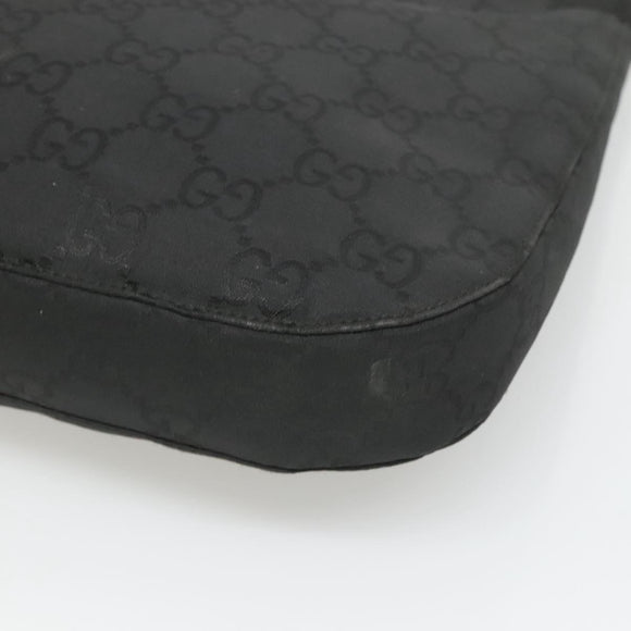 GUCCI GG Canvas Shoulder Bag Nylon Black Silver Auth 126780