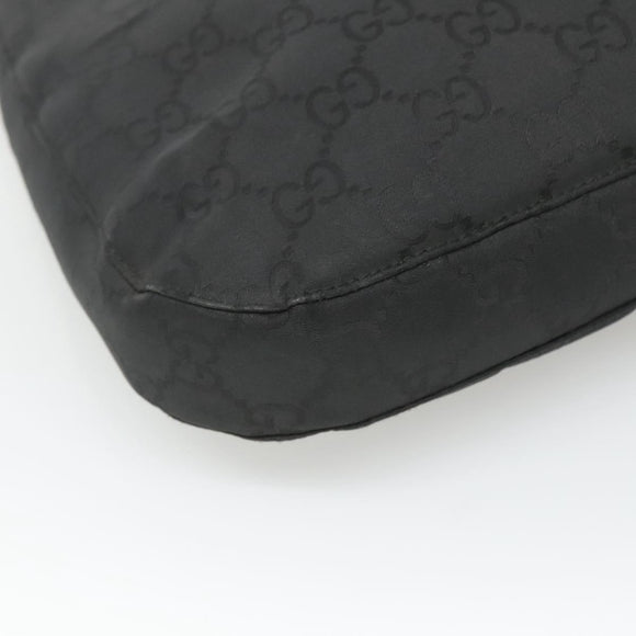 GUCCI GG Canvas Shoulder Bag Nylon Black Silver Auth 126780