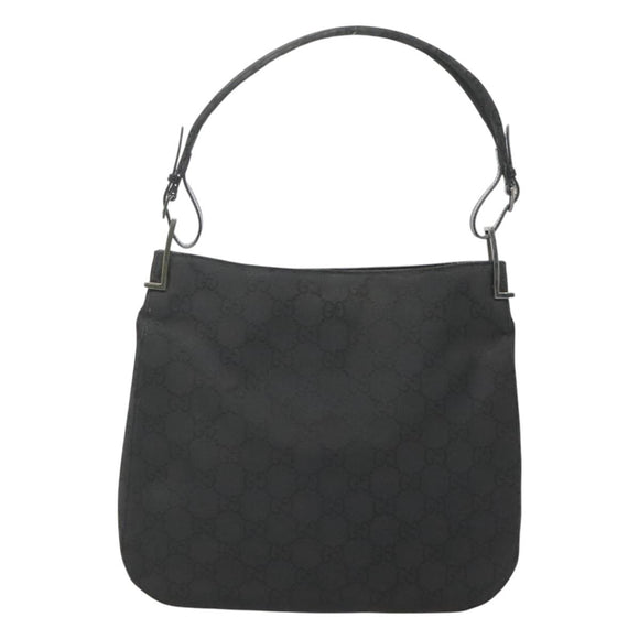 GUCCI GG Canvas Shoulder Bag Nylon Black Silver Auth 126780